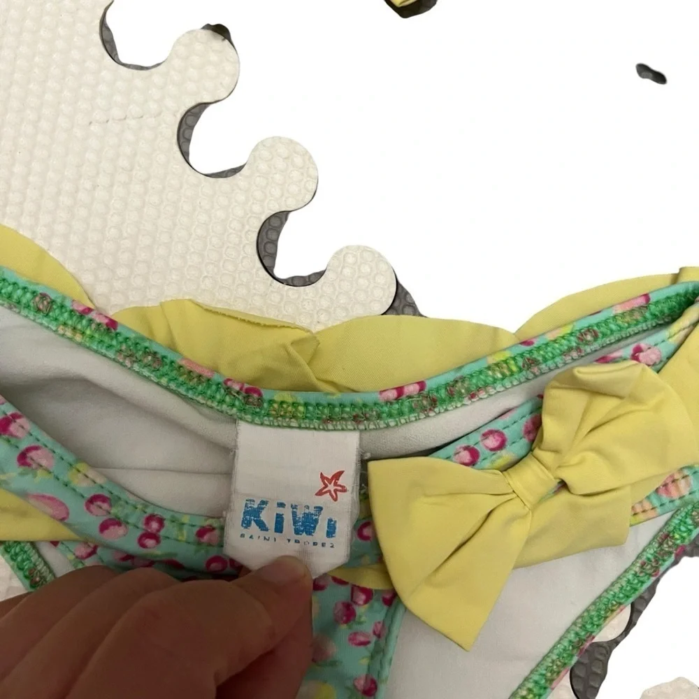 Kiwi| Kids Swimsuit Bikini with Yellow Bow Accent- Size 4